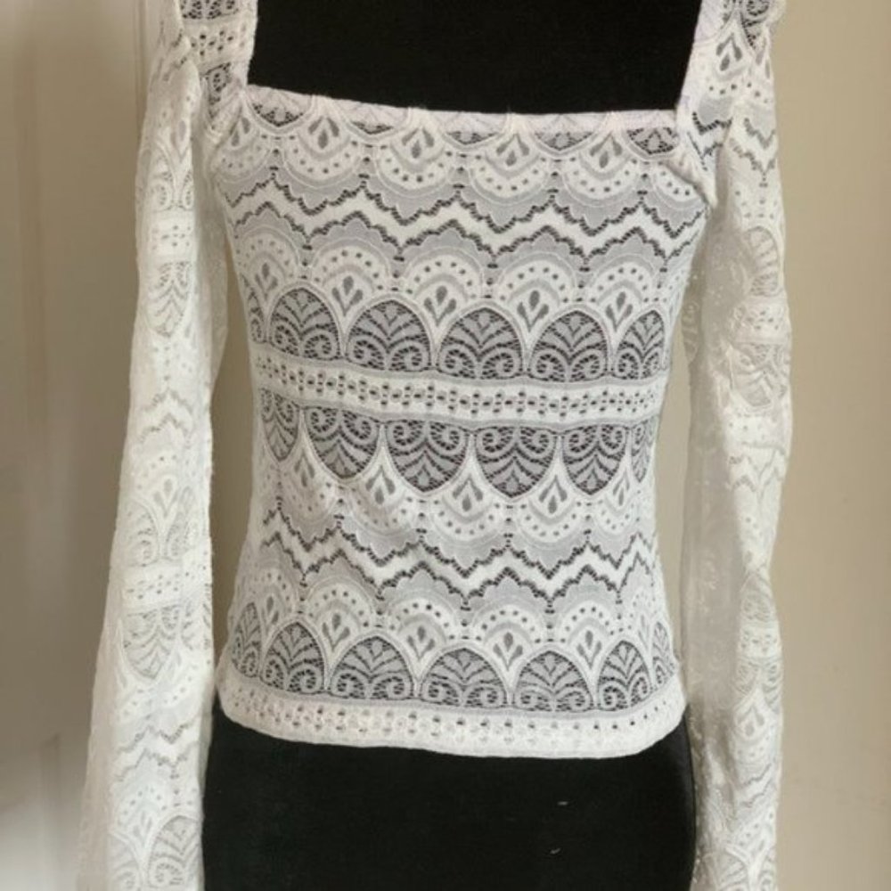 Sweetheart Lace Trim Lace Top - Picture 7 of 7